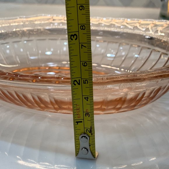 Charmed Pink Art Deco Depression Glass Bowl with Handles - Picture 14 of 16